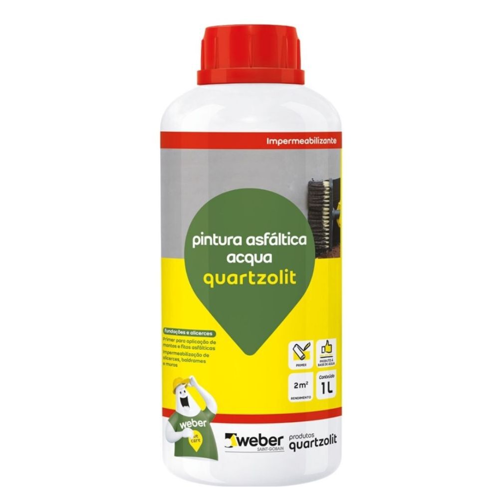 Impermeabilizante Pintura Asfáltica Acqua 1L Preto Quartzolit